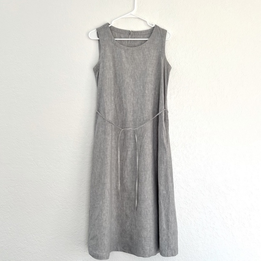 MUJI french linen sleeveless dress